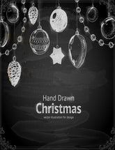 Christmas Hand Drawn With Ball Toy And Fir-Cone Photography Backdrop J-0117 Shopbackdrop